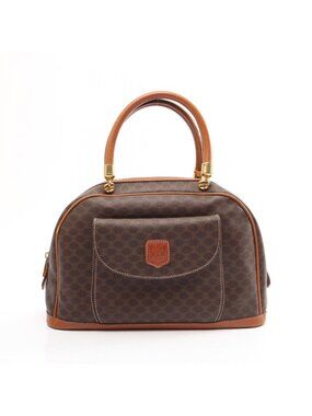 Celine Macadam Brown Canvas Leather Handbag
